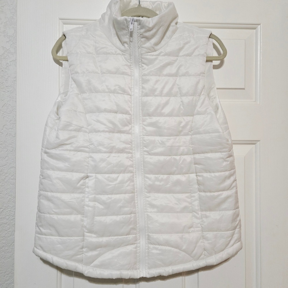 Rue 21 Womens White Quilted Puffer Vest Full Zip Stand Collar XL - Picture 4 of 6